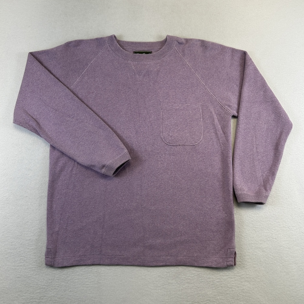 Eddie Bauer Pullover Sweater Womens XS Purple Cotton Crew Neck Pocket Japan